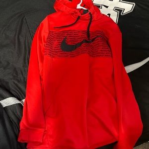 Men’s Nike Swoosh Logo Red Hoodie Pullover Size L